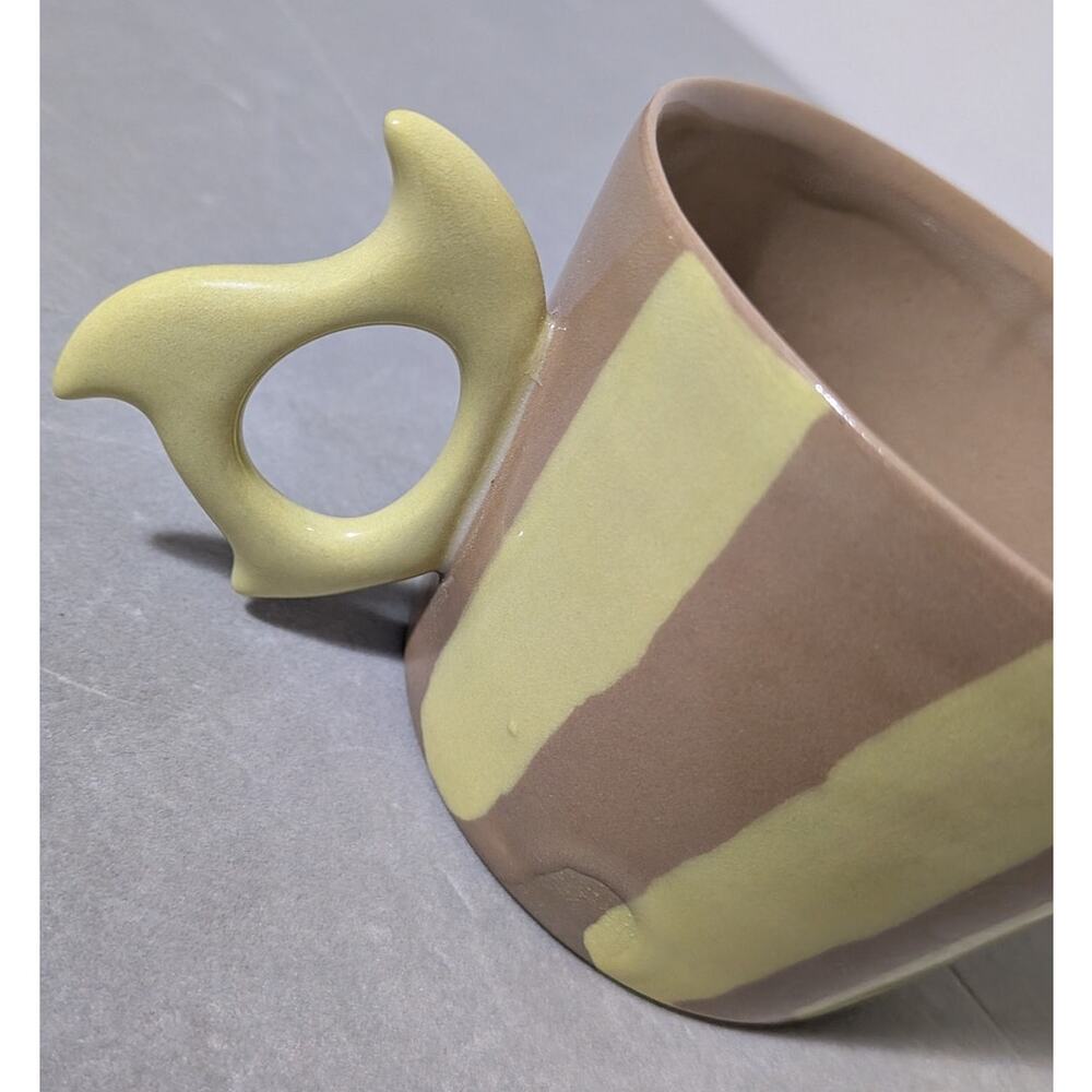 John Quick Penland 2024 Brown & Green Striped Unique Art Pottery Mugs Set Of 2 - Picture 11 of 15